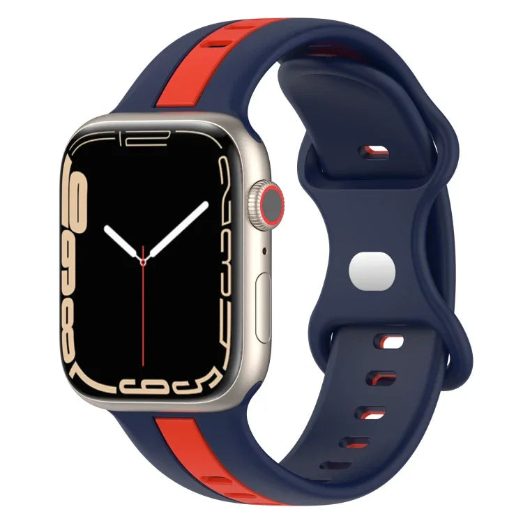 Correia de Relógio em Silicone Bicolor com Fivela Borboleta, Para Apple Watch Ultra 49mm, Para Apple Watch Series 8&7 45mm, Para Apple Watch Series 8&7 41mm