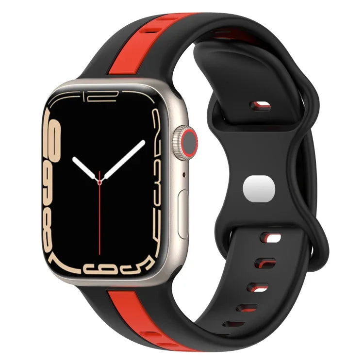 Correia de Relógio em Silicone Bicolor com Fivela Borboleta, Para Apple Watch Ultra 49mm, Para Apple Watch Series 8&7 45mm, Para Apple Watch Series 8&7 41mm