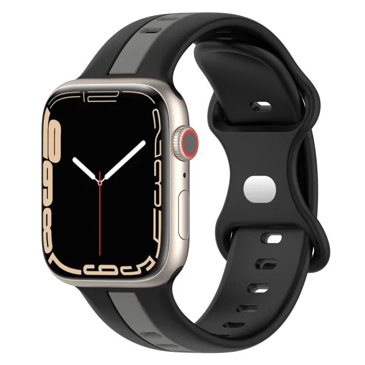 Correia de Relógio em Silicone Bicolor com Fivela Borboleta, Para Apple Watch Ultra 49mm, Para Apple Watch Series 8&7 45mm, Para Apple Watch Series 8&7 41mm