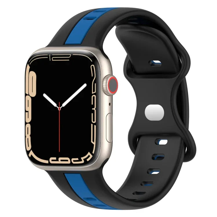 Correia de Relógio em Silicone Bicolor com Fivela Borboleta, Para Apple Watch Ultra 49mm, Para Apple Watch Series 8&7 45mm, Para Apple Watch Series 8&7 41mm