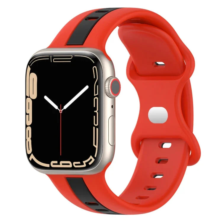 Correia de Relógio em Silicone Bicolor com Fivela Borboleta, Para Apple Watch Ultra 49mm, Para Apple Watch Series 8&7 45mm, Para Apple Watch Series 8&7 41mm