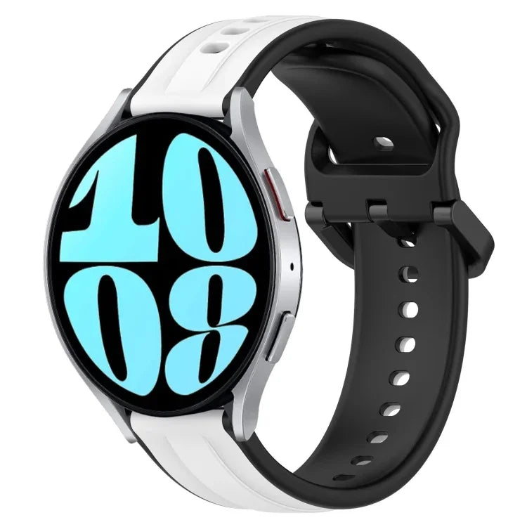 Pulseira de silicone bicolor com laço convexo 20mm, Para Samsung Galaxy Watch 6 40mm, Para Samsung Galaxy Watch 6 Classic 43mm