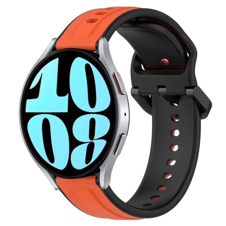 Pulseira de silicone bicolor com laço convexo 20mm, Para Samsung Galaxy Watch 6 40mm, Para Samsung Galaxy Watch 6 Classic 43mm
