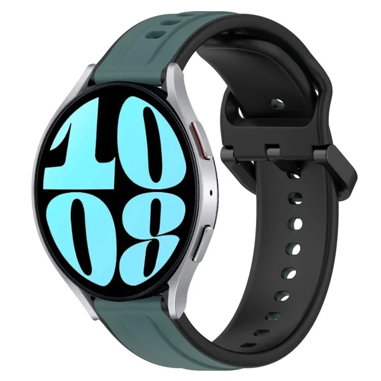 Pulseira de silicone bicolor com laço convexo 20mm, Para Samsung Galaxy Watch 6 40mm, Para Samsung Galaxy Watch 6 Classic 43mm