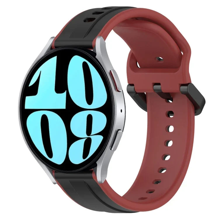 Pulseira de silicone bicolor com laço convexo 20mm, Para Samsung Galaxy Watch 6 40mm, Para Samsung Galaxy Watch 6 Classic 43mm