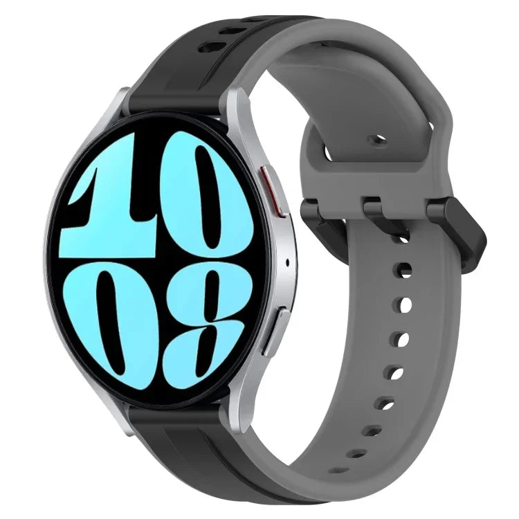 Pulseira de silicone bicolor com laço convexo 20mm, Para Samsung Galaxy Watch 6 40mm, Para Samsung Galaxy Watch 6 Classic 43mm