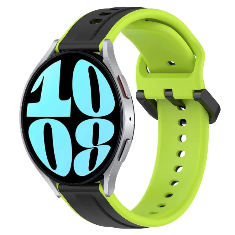 Pulseira de silicone bicolor com laço convexo 20mm, Para Samsung Galaxy Watch 6 40mm, Para Samsung Galaxy Watch 6 Classic 43mm