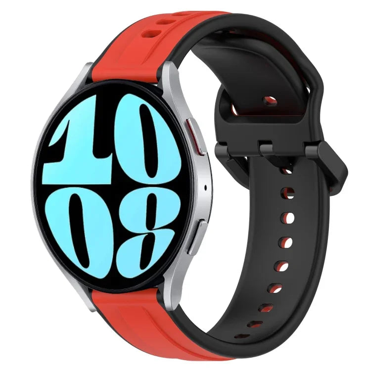 Pulseira de silicone bicolor com laço convexo 20mm, Para Samsung Galaxy Watch 6 40mm, Para Samsung Galaxy Watch 6 Classic 43mm