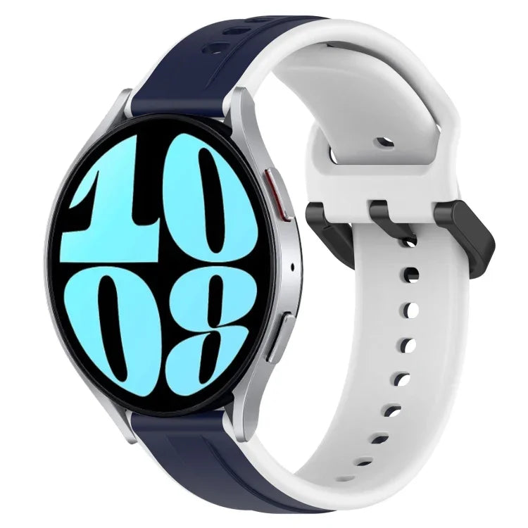Pulseira de silicone bicolor com laço convexo 20mm, Para Samsung Galaxy Watch 6 40mm, Para Samsung Galaxy Watch 6 Classic 43mm