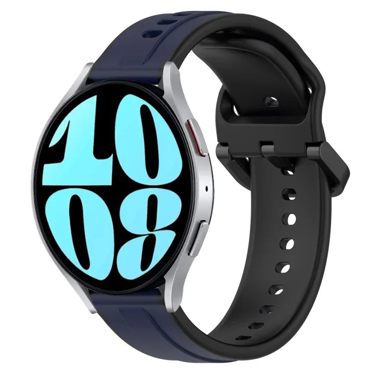 Pulseira de silicone bicolor com laço convexo 20mm, Para Samsung Galaxy Watch 6 40mm, Para Samsung Galaxy Watch 6 Classic 43mm