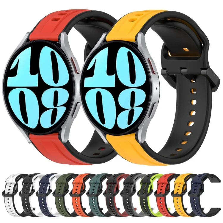 Pulseira de silicone bicolor com laço convexo 20mm, Para Samsung Galaxy Watch 6 40mm, Para Samsung Galaxy Watch 6 Classic 43mm
