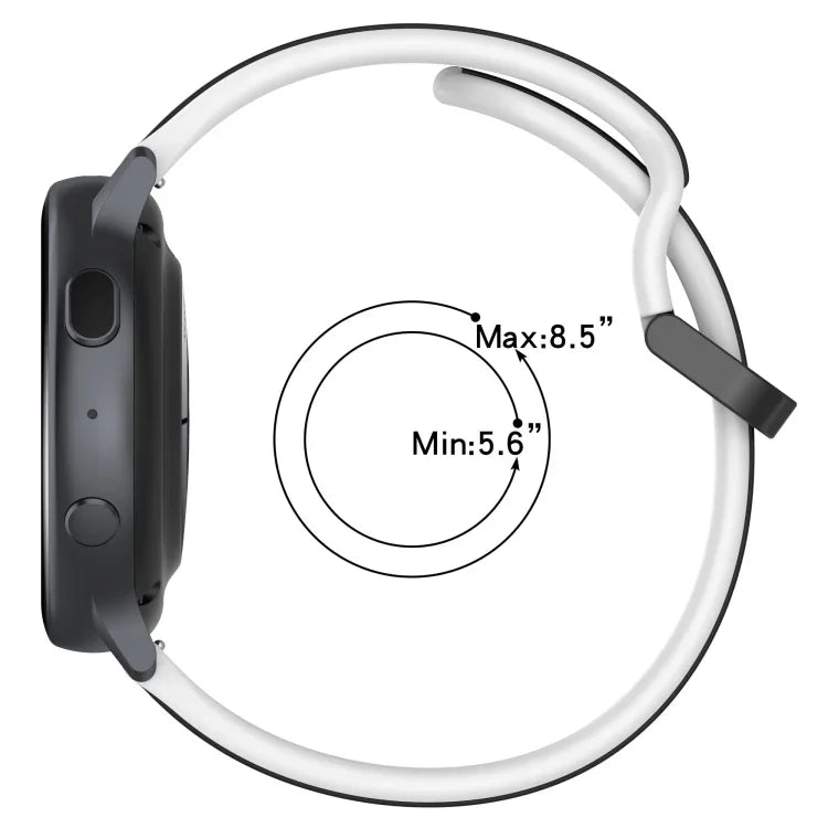 Pulseira de silicone bicolor com laço convexo 20mm, Para Samsung Galaxy Watch 6 40mm, Para Samsung Galaxy Watch 6 Classic 43mm