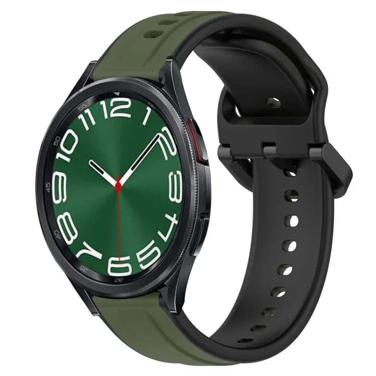 Pulseira de silicone bicolor com laço convexo 20mm, Para Samsung Galaxy Watch 6 40mm, Para Samsung Galaxy Watch 6 Classic 43mm