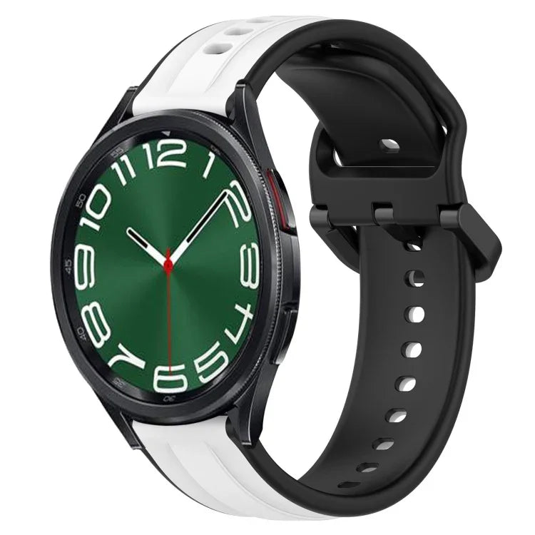 Pulseira de silicone bicolor com laço convexo 20mm, Para Samsung Galaxy Watch 6 40mm, Para Samsung Galaxy Watch 6 Classic 43mm