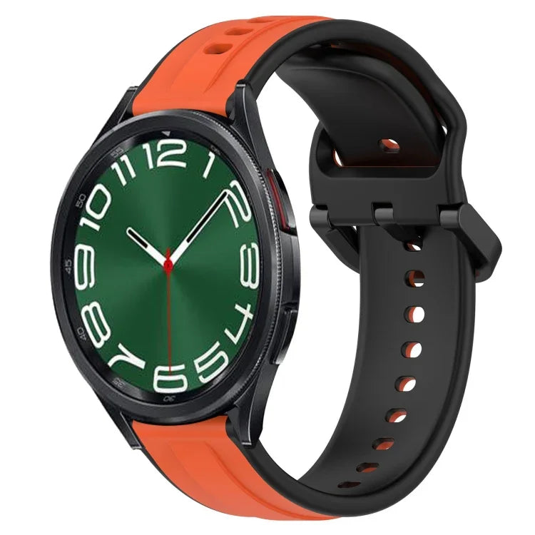 Pulseira de silicone bicolor com laço convexo 20mm, Para Samsung Galaxy Watch 6 40mm, Para Samsung Galaxy Watch 6 Classic 43mm