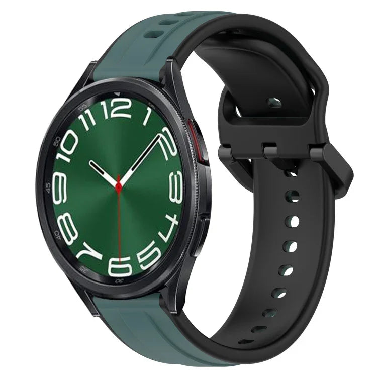 Pulseira de silicone bicolor com laço convexo 20mm, Para Samsung Galaxy Watch 6 40mm, Para Samsung Galaxy Watch 6 Classic 43mm