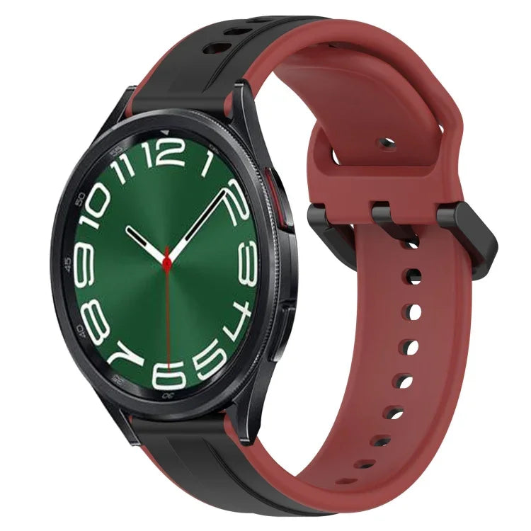 Pulseira de silicone bicolor com laço convexo 20mm, Para Samsung Galaxy Watch 6 40mm, Para Samsung Galaxy Watch 6 Classic 43mm