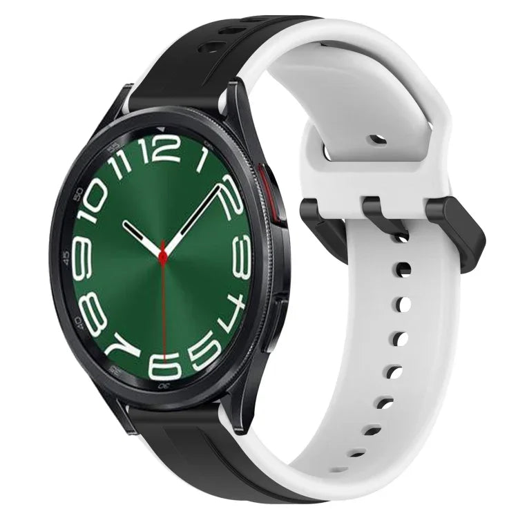 Pulseira de silicone bicolor com laço convexo 20mm, Para Samsung Galaxy Watch 6 40mm, Para Samsung Galaxy Watch 6 Classic 43mm