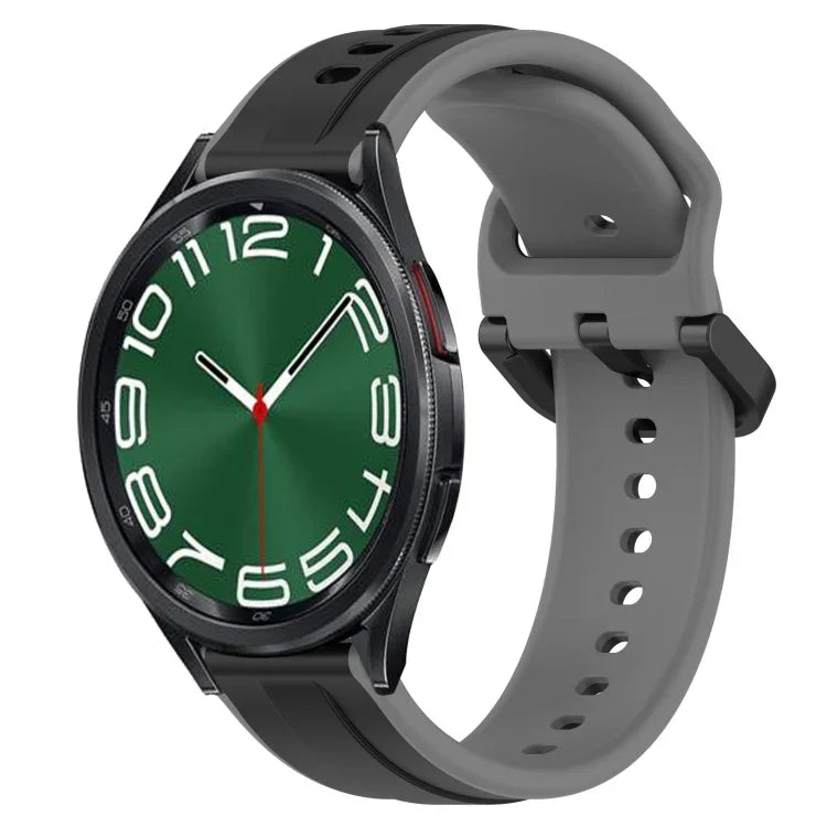 Pulseira de silicone bicolor com laço convexo 20mm, Para Samsung Galaxy Watch 6 40mm, Para Samsung Galaxy Watch 6 Classic 43mm
