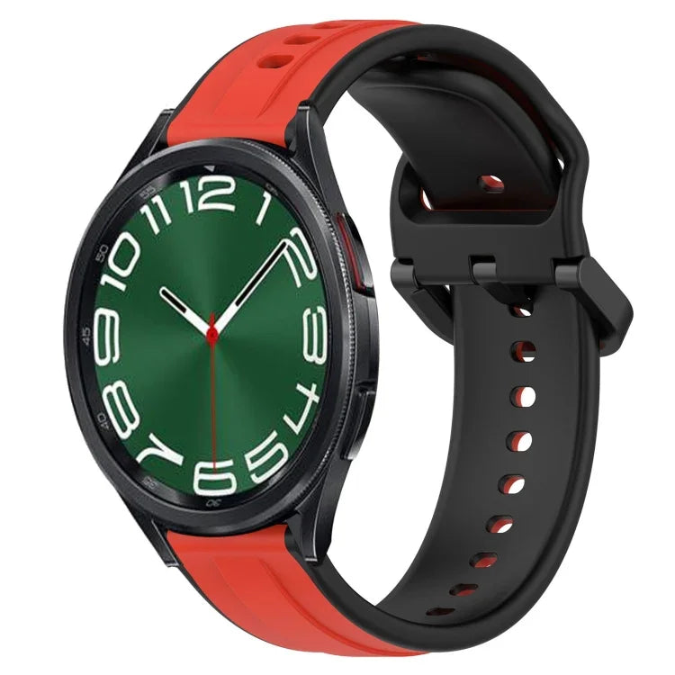 Pulseira de silicone bicolor com laço convexo 20mm, Para Samsung Galaxy Watch 6 40mm, Para Samsung Galaxy Watch 6 Classic 43mm