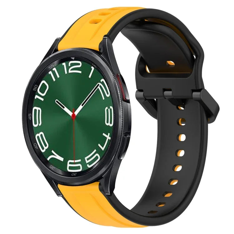 Pulseira de silicone bicolor com laço convexo 20mm, Para Samsung Galaxy Watch 6 40mm, Para Samsung Galaxy Watch 6 Classic 43mm