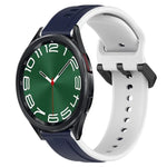 Pulseira de silicone bicolor com laço convexo 20mm, Para Samsung Galaxy Watch 6 40mm, Para Samsung Galaxy Watch 6 Classic 43mm