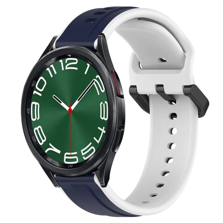 Pulseira de silicone bicolor com laço convexo 20mm, Para Samsung Galaxy Watch 6 40mm, Para Samsung Galaxy Watch 6 Classic 43mm