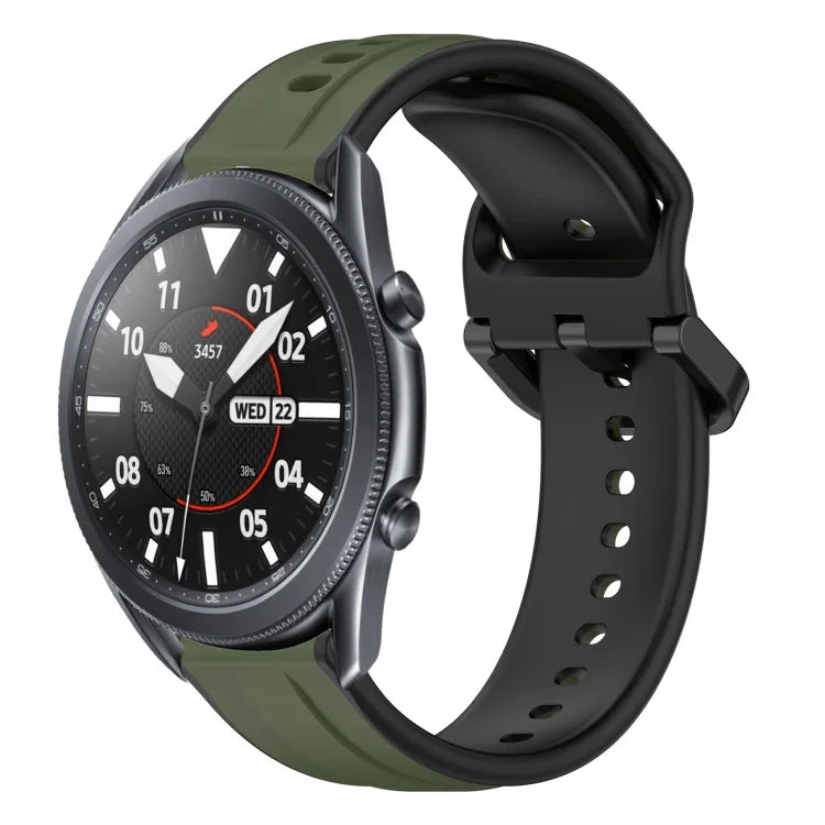 Pulseira de silicone bicolor com laço convexo 22mm, Para Samsung Galaxy Watch3 45mm, Para Samsung Galaxy Watch 46mm, Para Samsung Gear S3 Classic, Para Samsung Gear S3 Frontier
