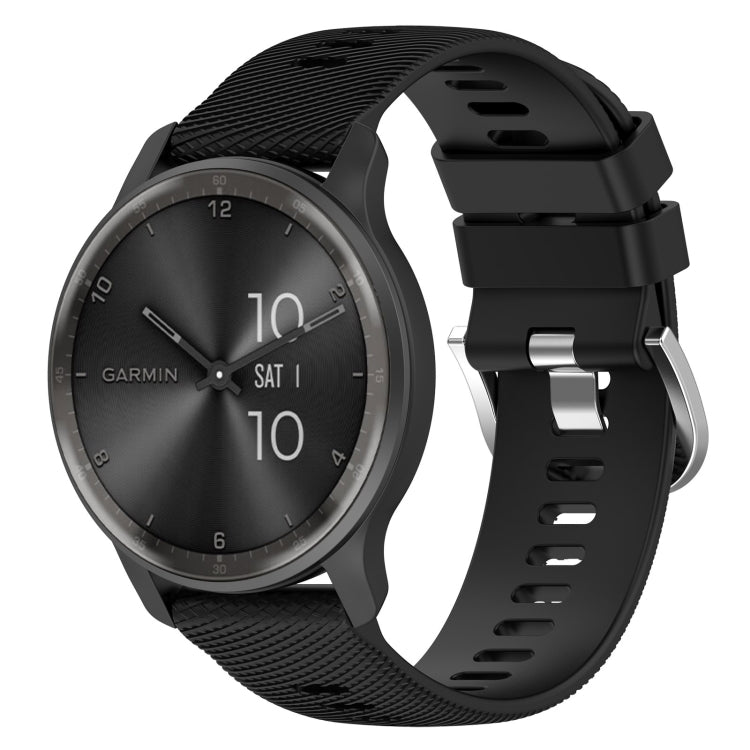 20mm Cross Textured Solid Color Silicone Watch Band, For Garmin Forerunner Sq2 Music