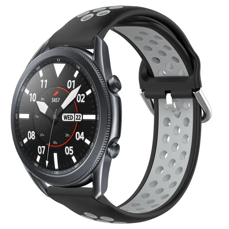 22mm Perforated Breathable Sports Silicone Watch Band, For Samsung Galaxy Watch3 45mm, For Samsung Gear S3 Classic, For Samsung Gear S3 Frontier