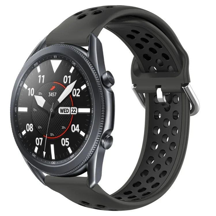22mm Perforated Breathable Sports Silicone Watch Band, For Samsung Galaxy Watch3 45mm, For Samsung Gear S3 Classic, For Samsung Gear S3 Frontier
