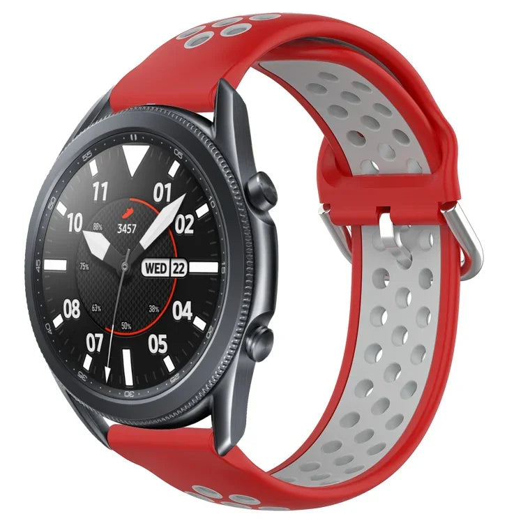 22mm Perforated Breathable Sports Silicone Watch Band, For Samsung Galaxy Watch3 45mm, For Samsung Gear S3 Classic, For Samsung Gear S3 Frontier