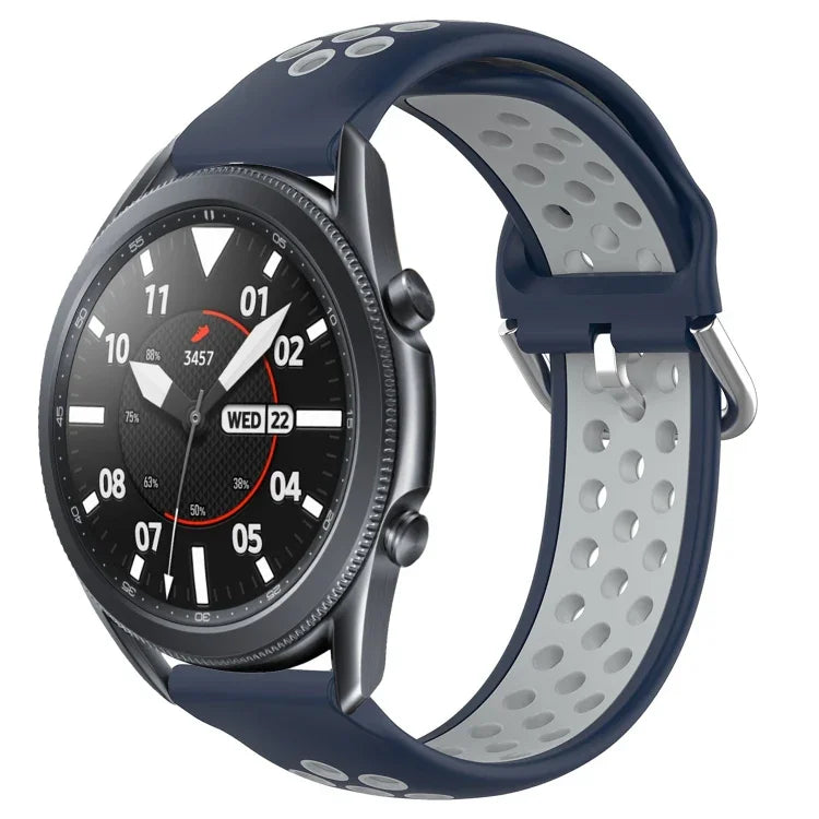 22mm Perforated Breathable Sports Silicone Watch Band, For Samsung Galaxy Watch3 45mm, For Samsung Gear S3 Classic, For Samsung Gear S3 Frontier