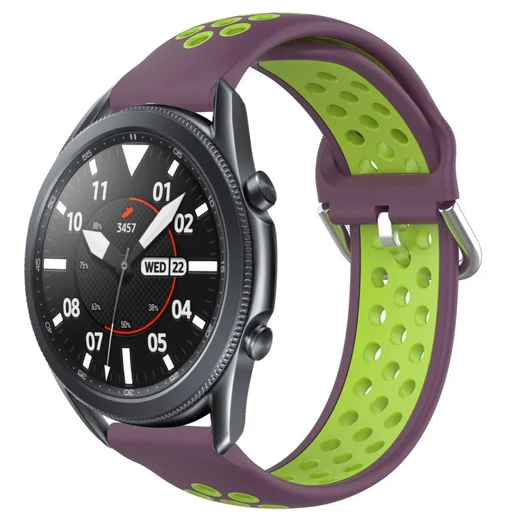 22mm Perforated Breathable Sports Silicone Watch Band, For Samsung Galaxy Watch3 45mm, For Samsung Gear S3 Classic, For Samsung Gear S3 Frontier