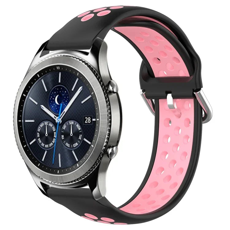 22mm Perforated Breathable Sports Silicone Watch Band, For Samsung Galaxy Watch3 45mm, For Samsung Gear S3 Classic, For Samsung Gear S3 Frontier