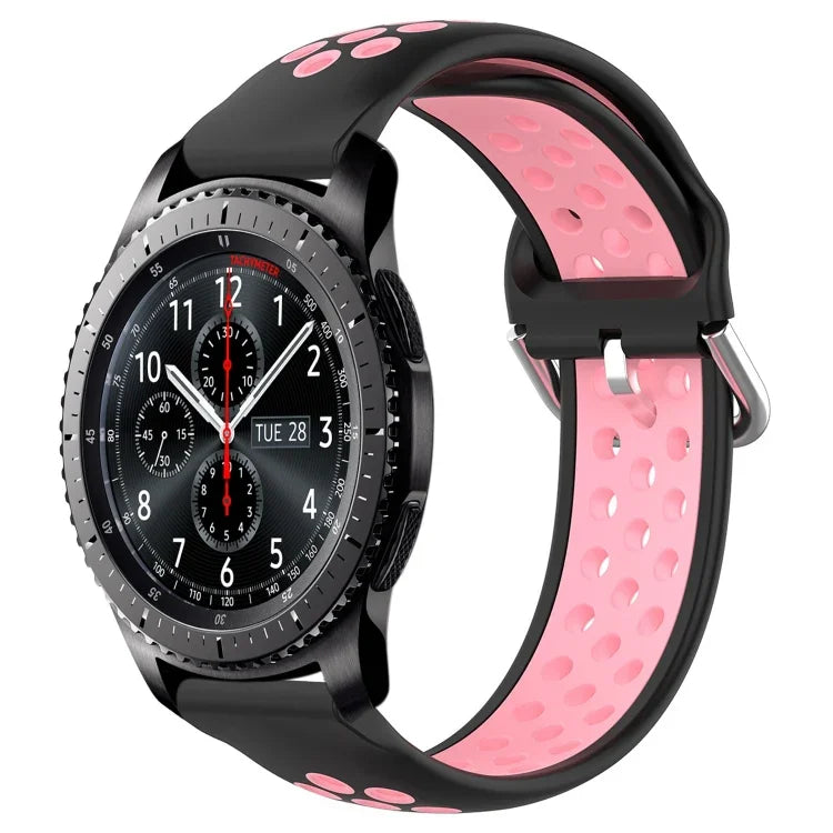 22mm Perforated Breathable Sports Silicone Watch Band, For Samsung Galaxy Watch3 45mm, For Samsung Gear S3 Classic, For Samsung Gear S3 Frontier