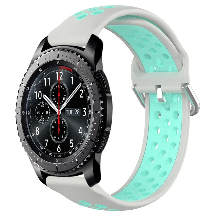 22mm Perforated Breathable Sports Silicone Watch Band, For Samsung Galaxy Watch3 45mm, For Samsung Gear S3 Classic, For Samsung Gear S3 Frontier