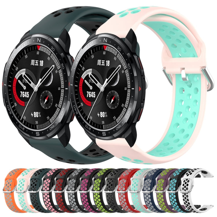 22mm Perforated Breathable Sports Silicone Watch Band, For Honor Watch GS Pro, For Honor Magic Watch 2 46mm, For Honor Watch Dream