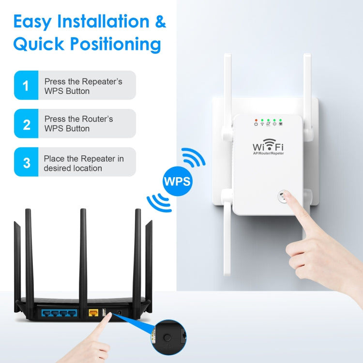 Repetidor/extensor WiFi sem fios U8 300Mbps, amplificador de sinal Wi-Fi, ficha US, ficha UE