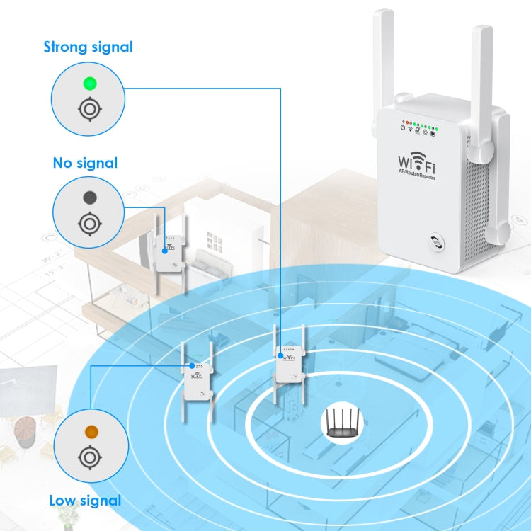 Repetidor/extensor WiFi sem fios U8 300Mbps, amplificador de sinal Wi-Fi, ficha US, ficha UE