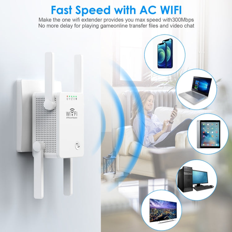 Repetidor/extensor WiFi sem fios U8 300Mbps, amplificador de sinal Wi-Fi, ficha US, ficha UE