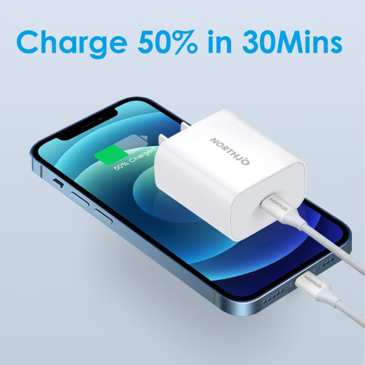 Carregador de Parede Rápido de Porta Única NORTHJO NOPD2000 PD 20W USB-C / Type-C, Ficha US, Ficha UE