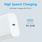 Carregador Rápido de Porta Única NORTHJO NOPD2501 PD 25W USB-C / Type-C, Ficha US, Ficha UE, Ficha UK, Ficha AU