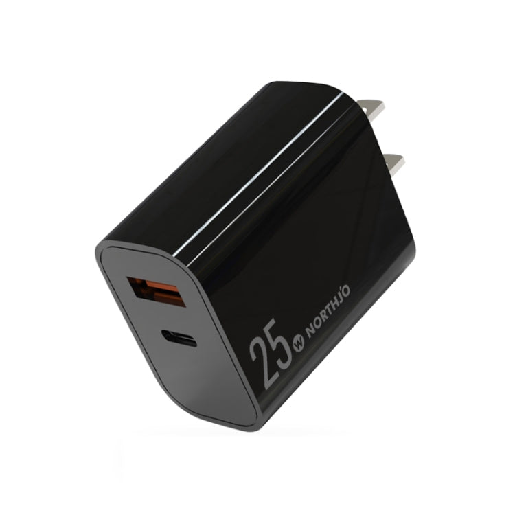 Carregador Rápido de Duas Portas NORTHJO NOPD2502 PD 25W USB-C/Type-C + QC 3.0 USB, Ficha US, Ficha UE, Ficha UK, Ficha AU