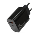 Carregador Rápido de Duas Portas NORTHJO NOPD2502 PD 25W USB-C/Type-C + QC 3.0 USB, Ficha US, Ficha UE, Ficha UK, Ficha AU