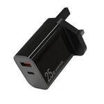 Carregador Rápido de Duas Portas NORTHJO NOPD2502 PD 25W USB-C/Type-C + QC 3.0 USB, Ficha US, Ficha UE, Ficha UK, Ficha AU