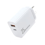Carregador Rápido de Duas Portas NORTHJO NOPD2502 PD 25W USB-C/Type-C + QC 3.0 USB, Ficha US, Ficha UE, Ficha UK, Ficha AU