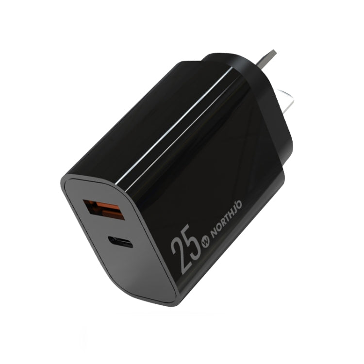 Carregador Rápido de Duas Portas NORTHJO NOPD2502 PD 25W USB-C/Type-C + QC 3.0 USB, Ficha US, Ficha UE, Ficha UK, Ficha AU