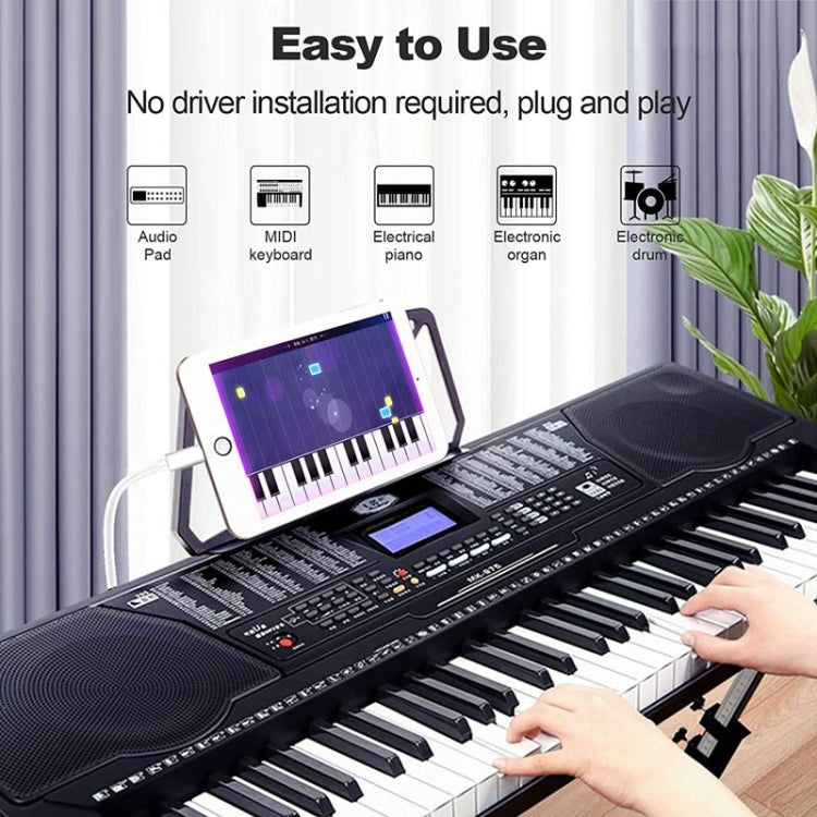 Cabo MIDI 1m 8 Pinos para USB-B para iPad / iPhone, 8 Pinos