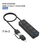Estação de Acoplamento HUB USB3.0 + Type-C 7 Portas 7 em 2 Onten UCA5306 com Suporte a Função OTG, UCA5306